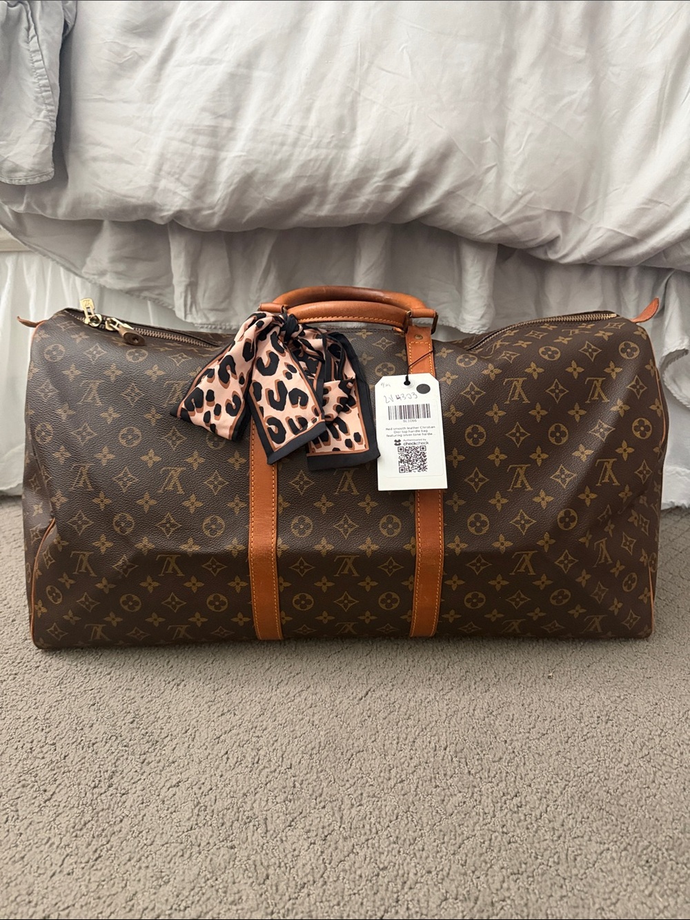Louis Vuitton Speedy 60 Monogram Canvas Travel Bag with Tan Trim
